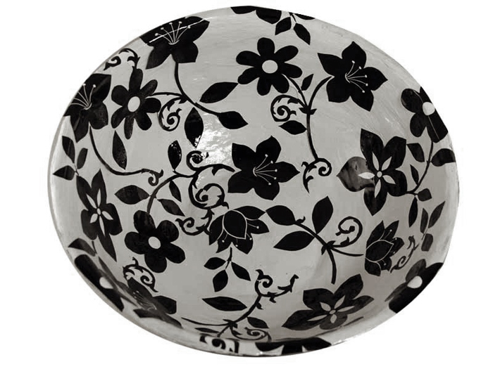 Black and White Floral Paper Mache Bowl — EPC Crafts